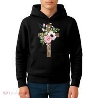 Easter Holiday Floral Cross Kids Hoodie thumb 4