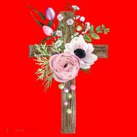 Easter Holiday Floral Cross Santa Hat thumb 1