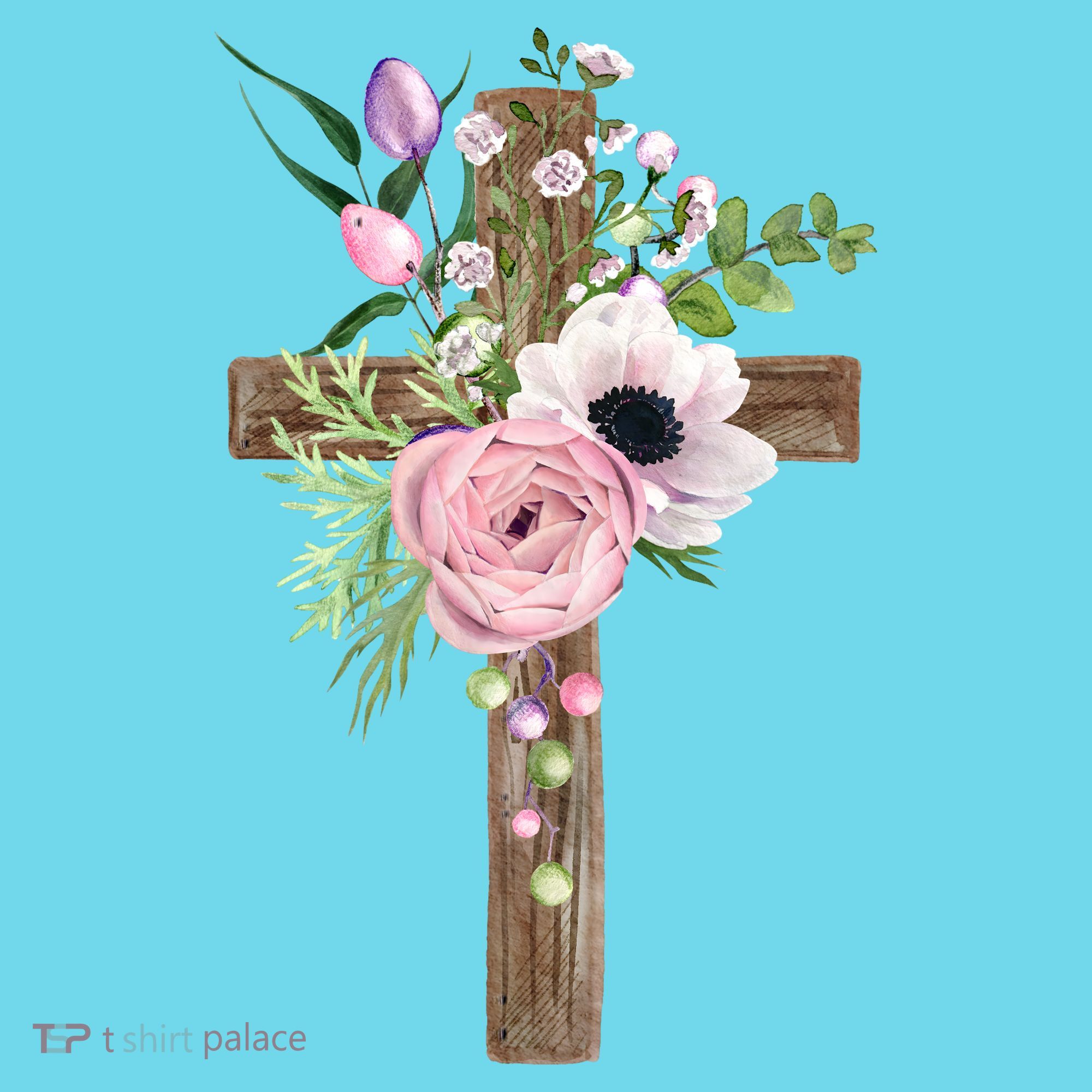 Easter Holiday Floral Cross Long Sleeve Shirt