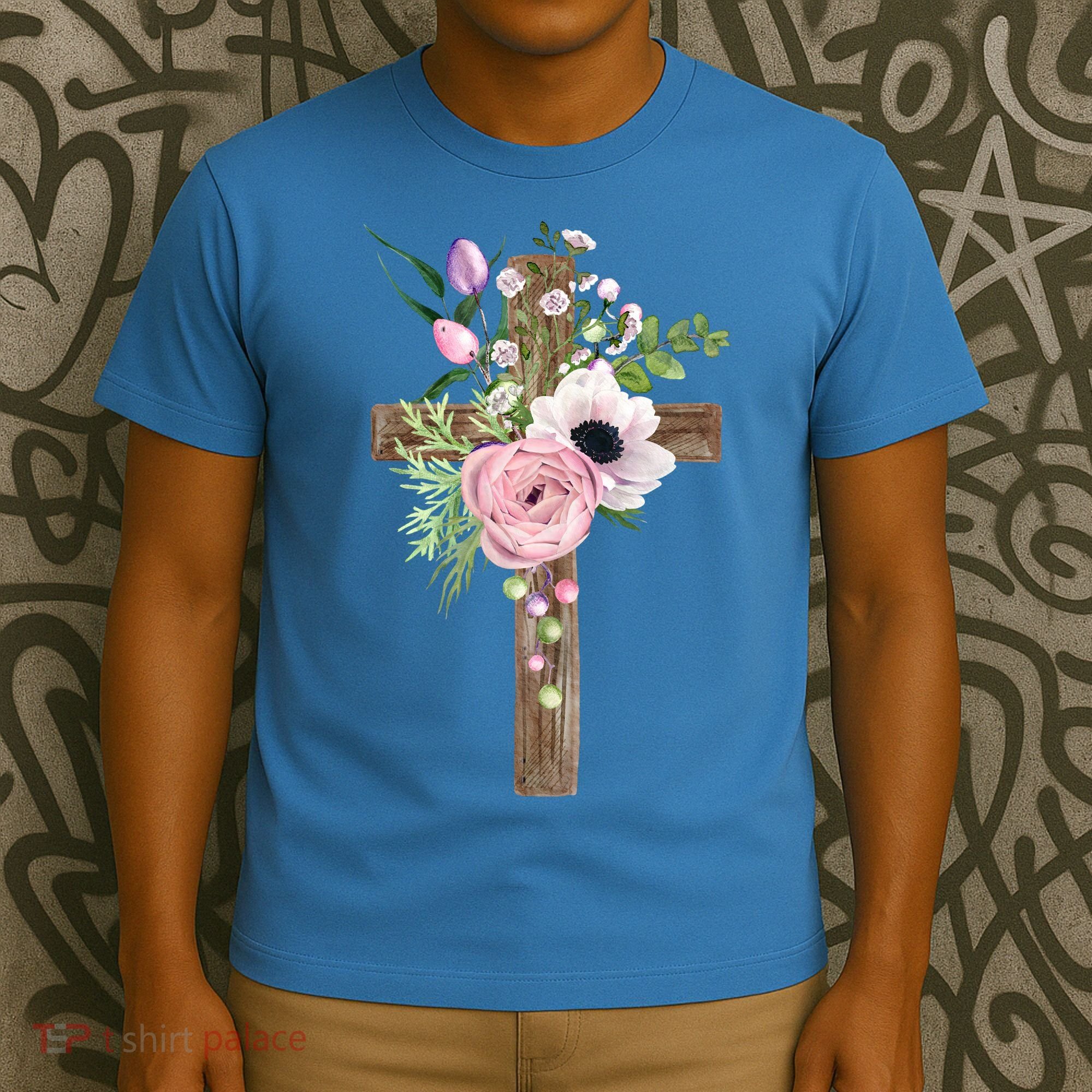 Easter Holiday Floral Cross T-Shirt