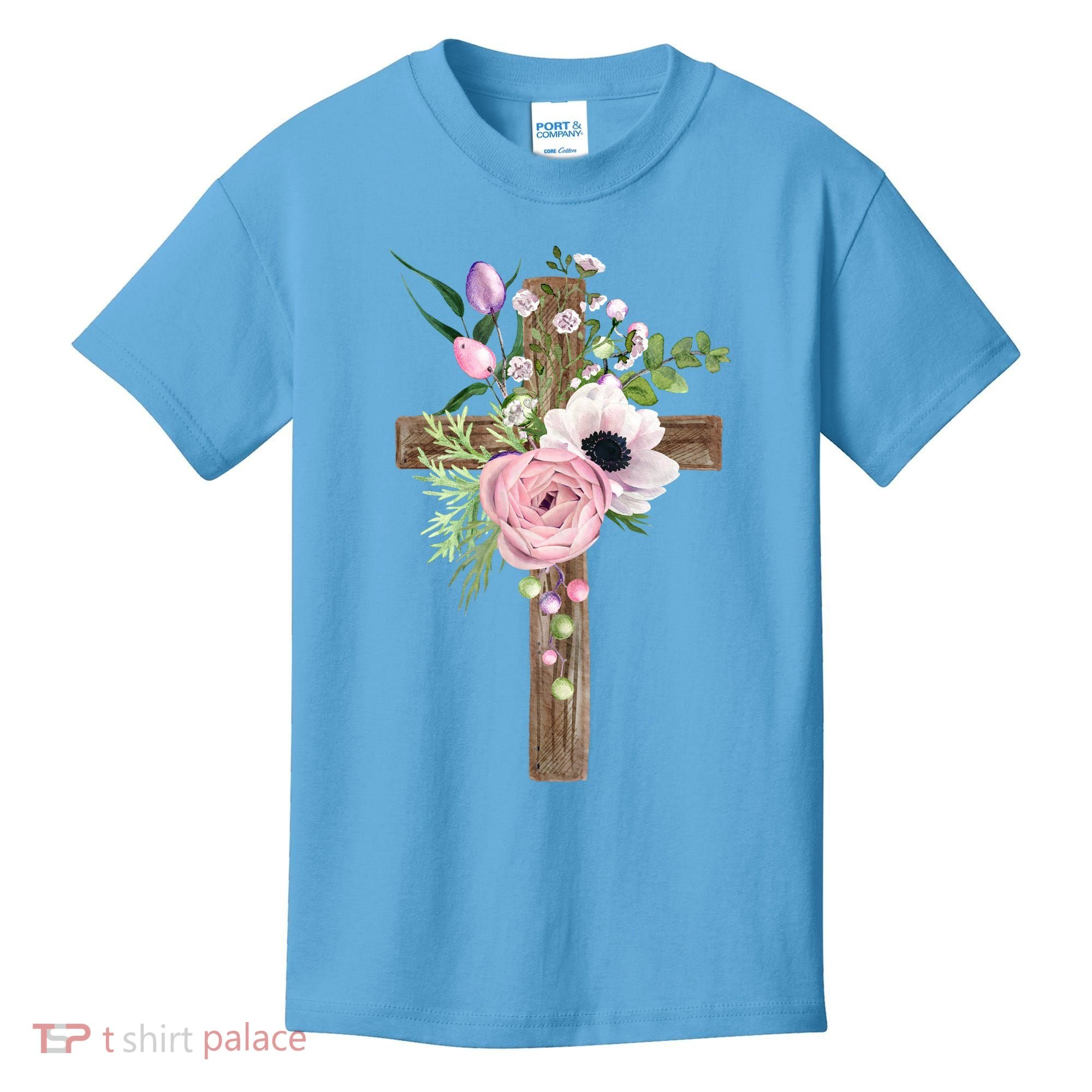 Easter Holiday Floral Cross Kids T-Shirt