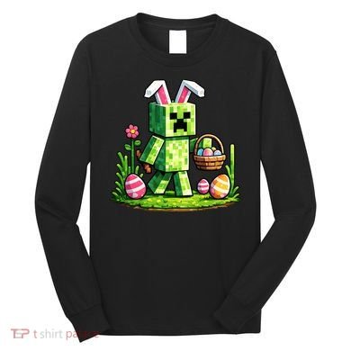 Egg Hunting Gamer Easter Pixel Bunny  Long Sleeve Shirt