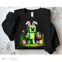 Egg Hunting Gamer Easter Pixel Bunny  Sweatshirt thumb 2