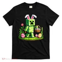 Egg Hunting Gamer Easter Pixel Bunny  T-Shirt thumb 0