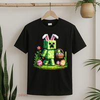 Egg Hunting Gamer Easter Pixel Bunny  T-Shirt thumb 2