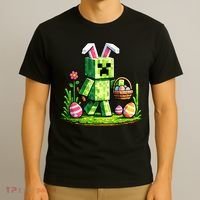 Egg Hunting Gamer Easter Pixel Bunny  T-Shirt thumb 3