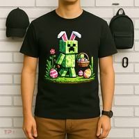Egg Hunting Gamer Easter Pixel Bunny  T-Shirt thumb 6