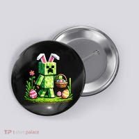 Egg Hunting Gamer Easter Pixel Bunny  Button thumb 0