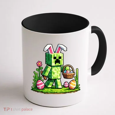 Egg Hunting Gamer Easter Pixel Bunny  Coffee Mug back