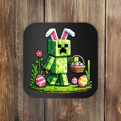 Egg Hunting Gamer Easter Pixel Bunny  Coaster