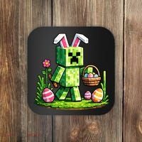 Egg Hunting Gamer Easter Pixel Bunny  Coaster thumb 0