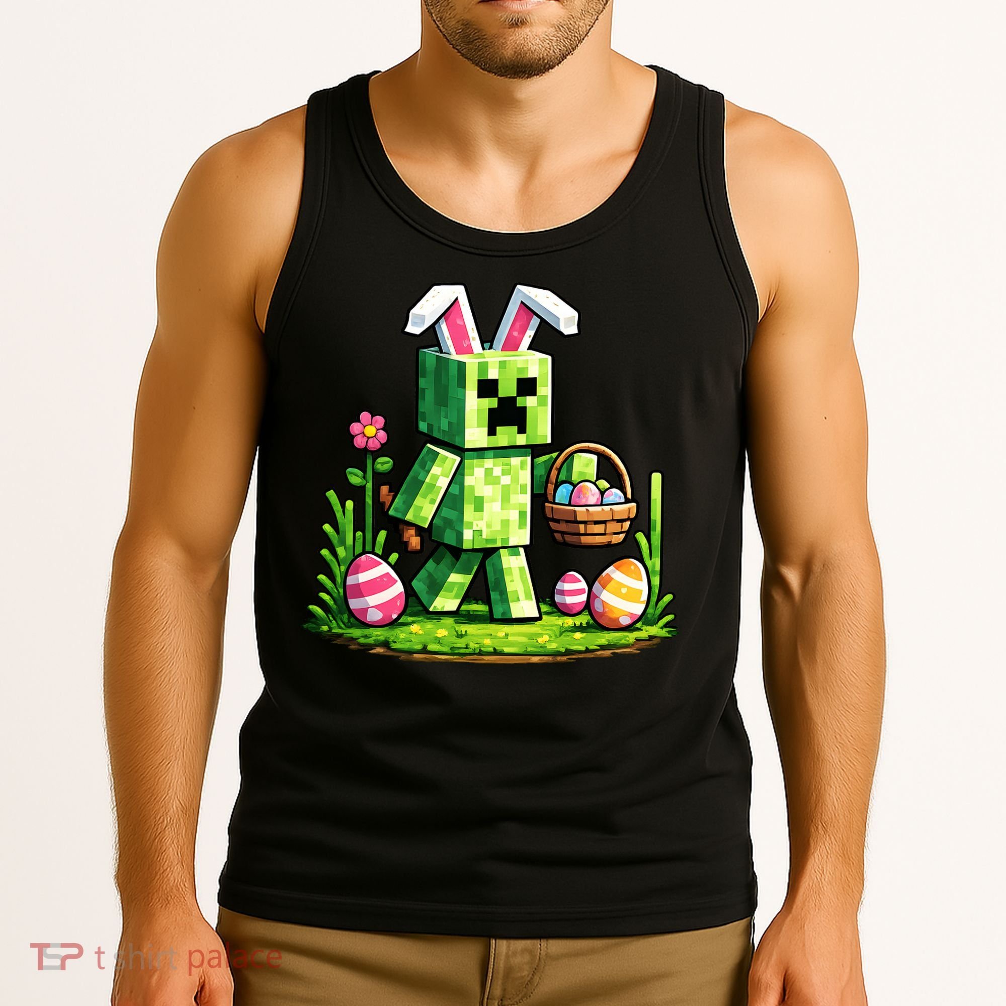 Egg Hunting Gamer Easter Pixel Bunny  Tank Top