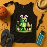 Egg Hunting Gamer Easter Pixel Bunny  Tank Top thumb 4