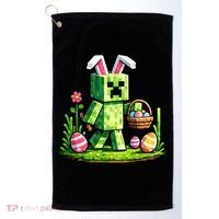 Egg Hunting Gamer Easter Pixel Bunny  Golf Towel thumb 0