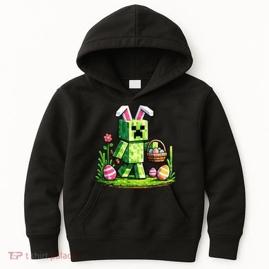 Egg Hunting Gamer Easter Pixel Bunny  Kids Hoodie