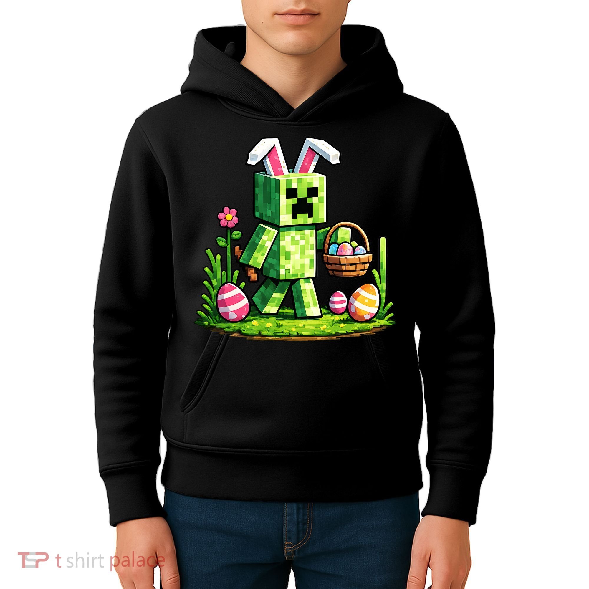 Egg Hunting Gamer Easter Pixel Bunny  Kids Hoodie