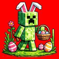 Egg Hunting Gamer Easter Pixel Bunny  Santa Hat thumb 1