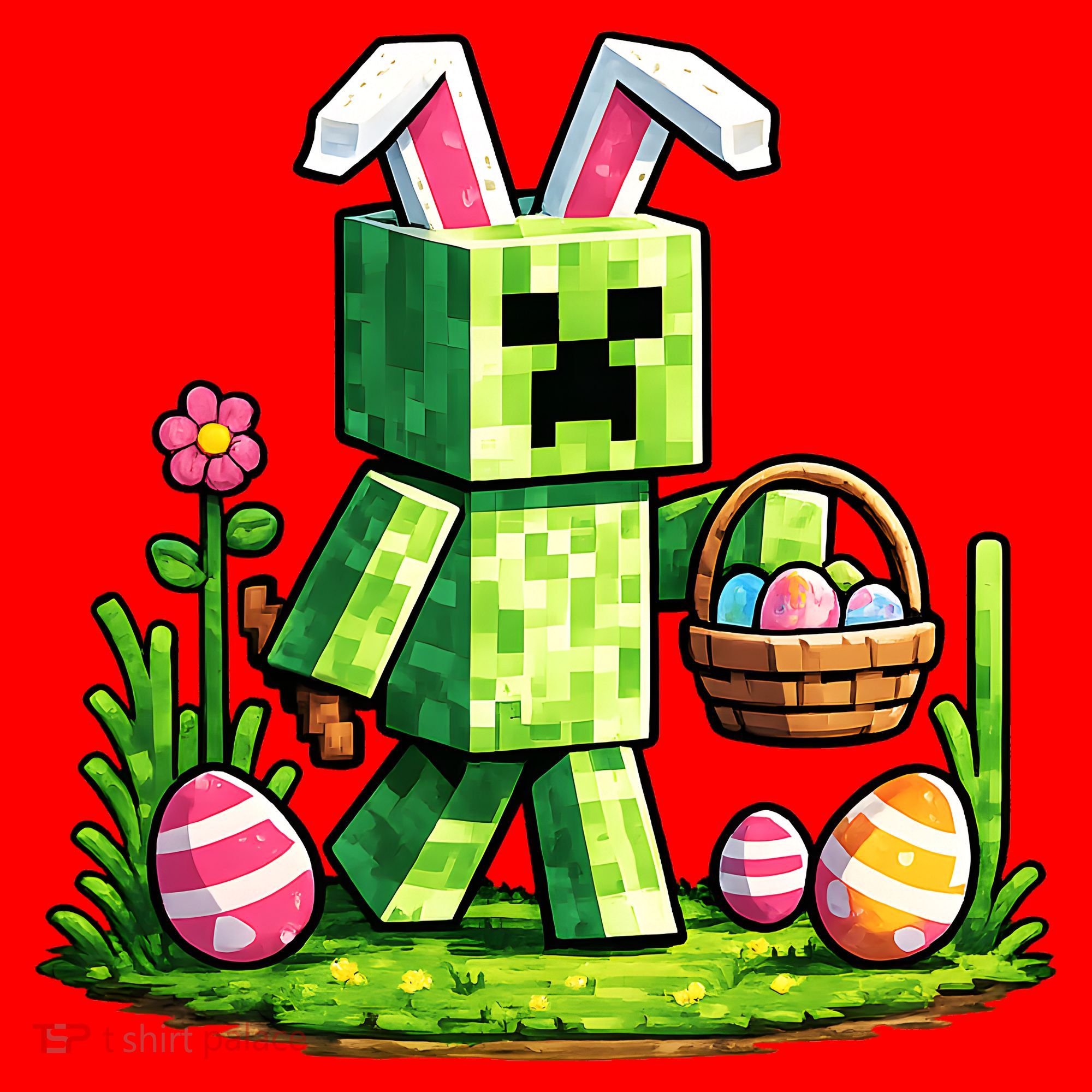 Egg Hunting Gamer Easter Pixel Bunny  Santa Hat
