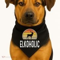Elk Hunter Gifts Funny Elk Hunting Elkoholic Retro USA-Made Doggie Bandana thumb 1