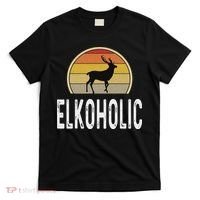 Elk Hunter Gifts Funny Elk Hunting Elkoholic Retro T-Shirt thumb 0