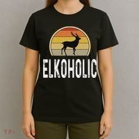 Elk Hunter Gifts Funny Elk Hunting Elkoholic Retro T-Shirt thumb 4