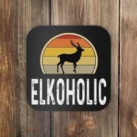 Elk Hunter Gifts Funny Elk Hunting Elkoholic Retro Coaster thumb 0