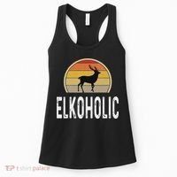 Elk Hunter Gifts Funny Elk Hunting Elkoholic Retro Women's Tank Top thumb 0