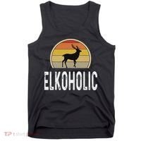 Elk Hunter Gifts Funny Elk Hunting Elkoholic Retro Tank Top thumb 0
