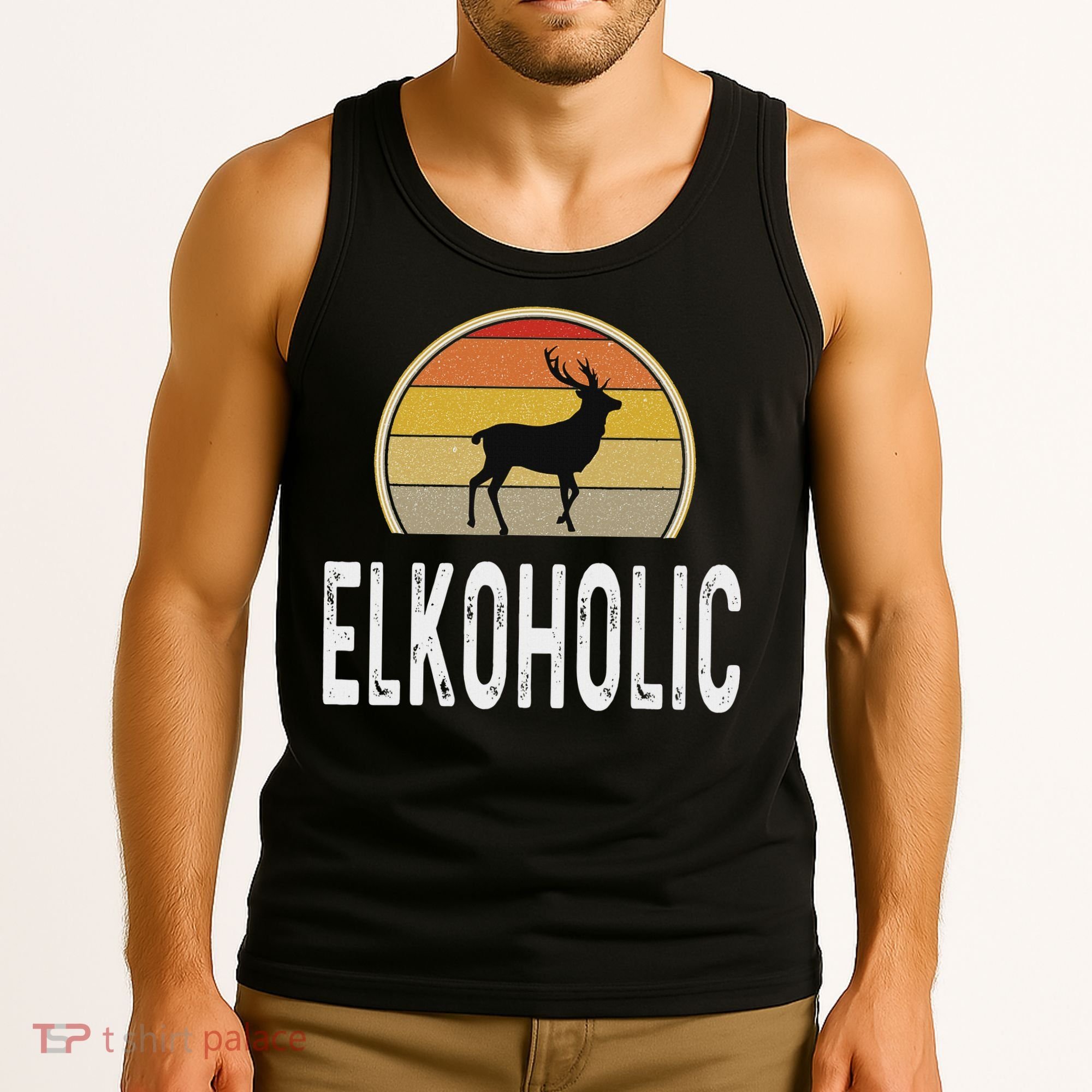 Elk Hunter Gifts Funny Elk Hunting Elkoholic Retro Tank Top