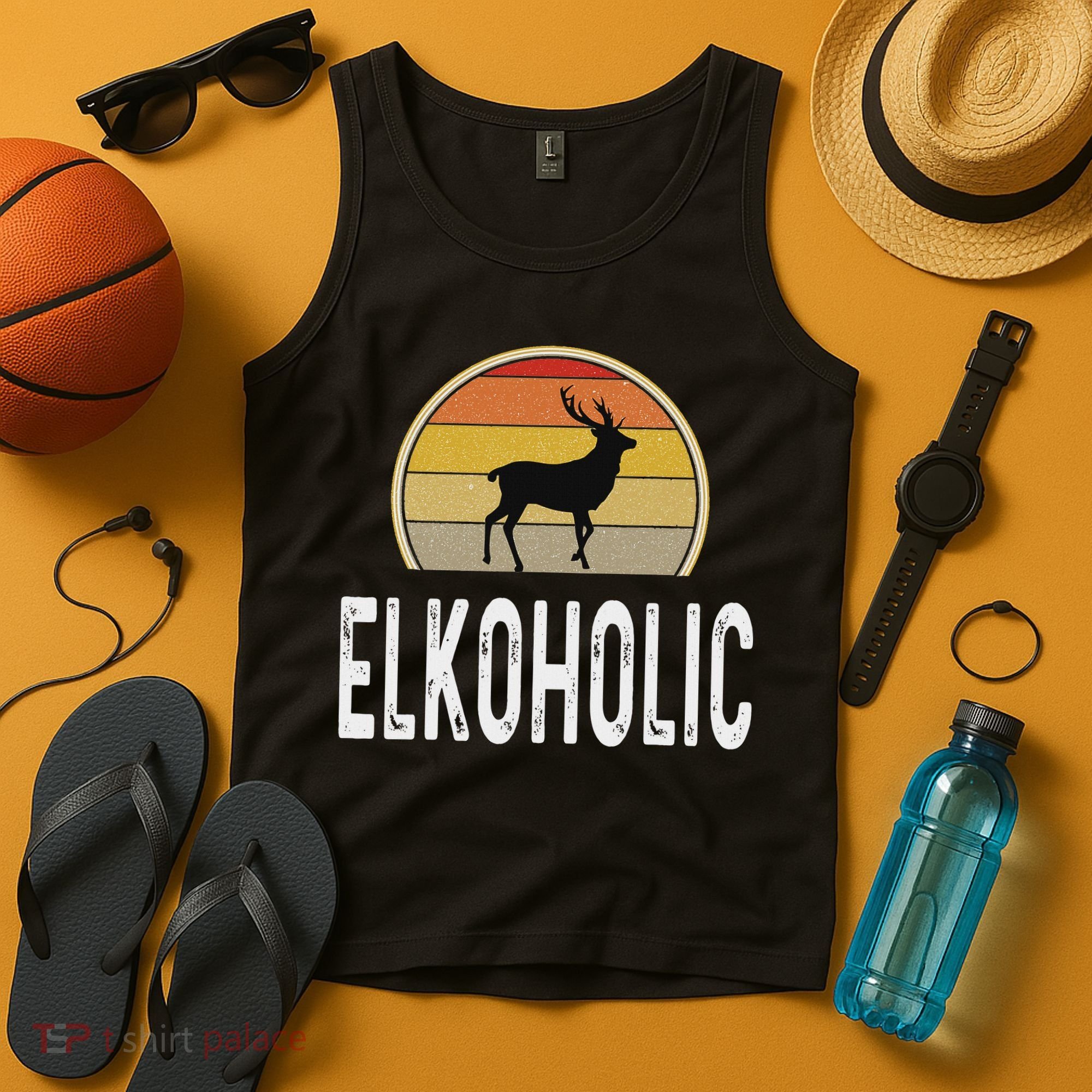 Elk Hunter Gifts Funny Elk Hunting Elkoholic Retro Tank Top