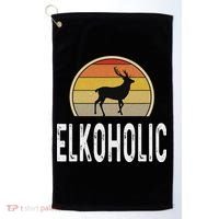 Elk Hunter Gifts Funny Elk Hunting Elkoholic Retro Golf Towel thumb 0