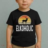 Elk Hunter Gifts Funny Elk Hunting Elkoholic Retro Toddler T-Shirt thumb 2