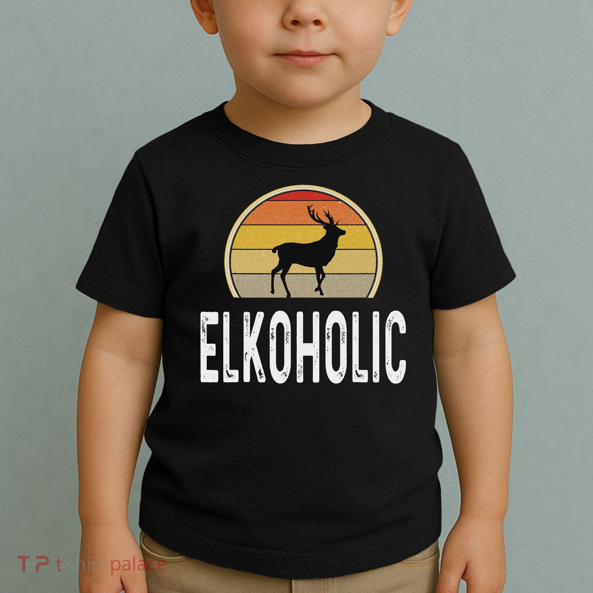 Elk Hunter Gifts Funny Elk Hunting Elkoholic Retro Toddler T-Shirt