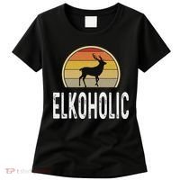 Elk Hunter Gifts Funny Elk Hunting Elkoholic Retro Women's T-Shirt thumb 0