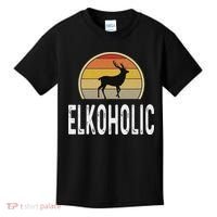 Elk Hunter Gifts Funny Elk Hunting Elkoholic Retro Kids T-Shirt thumb 0