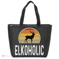 Elk Hunter Gifts Funny Elk Hunting Elkoholic Retro Tote Bag thumb 0