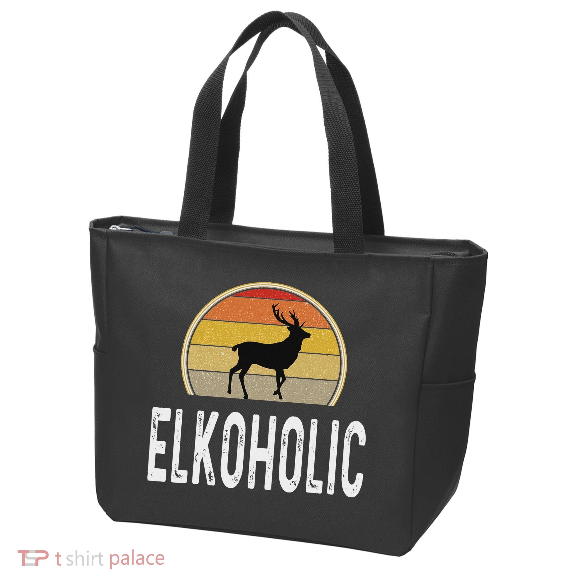 Elk Hunter Gifts Funny Elk Hunting Elkoholic Retro Tote Bag