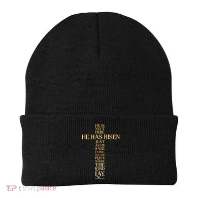 Easter He Has Risen Scripture Cross Matthew 28 6 Beanie
