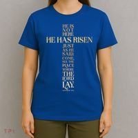 Easter He Has Risen Scripture Cross Matthew 28 6 T-Shirt thumb 4