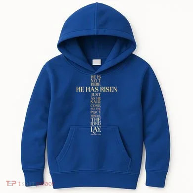 Easter He Has Risen Scripture Cross Matthew 28 6 Kids Hoodie