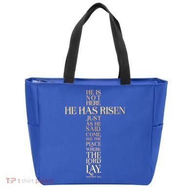 Easter He Has Risen Scripture Cross Matthew 28 6 Tote Bag