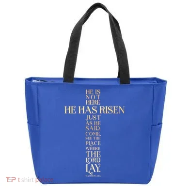 Easter He Has Risen Scripture Cross Matthew 28 6 Tote Bag