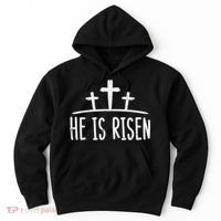 Easter He Is Risen Cross Religious Christian Hoodie thumb 0