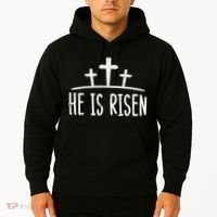 Easter He Is Risen Cross Religious Christian Hoodie thumb 2