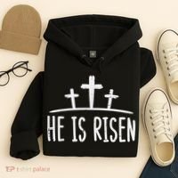 Easter He Is Risen Cross Religious Christian Hoodie thumb 4