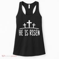 Easter He Is Risen Cross Religious Christian Women's Tank Top thumb 0