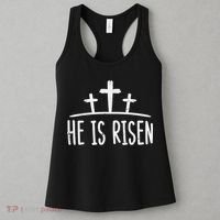 Easter He Is Risen Cross Religious Christian Women's Tank Top thumb 3