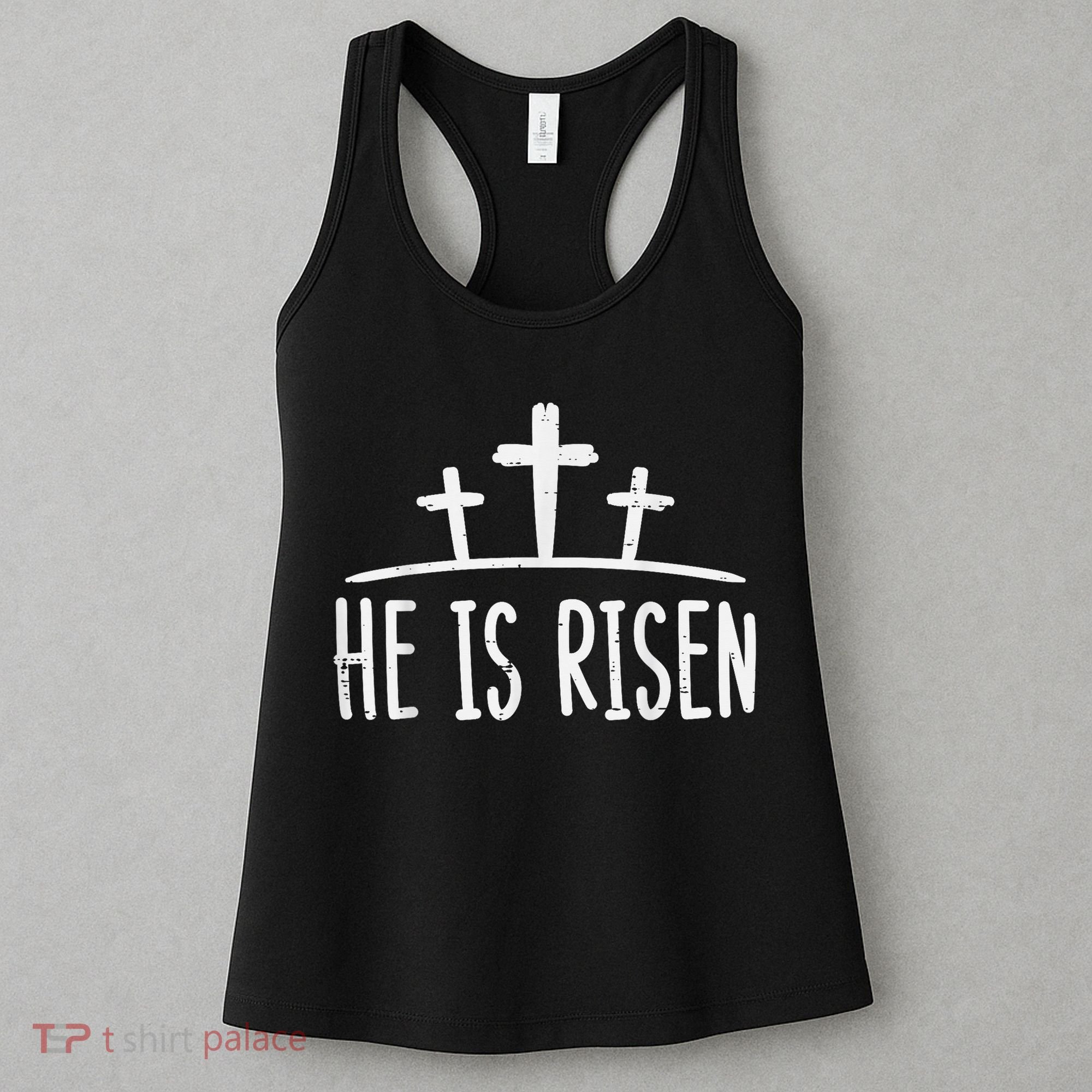 Easter He Is Risen Cross Religious Christian Women's Tank Top