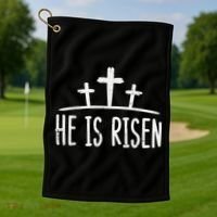 Easter He Is Risen Cross Religious Christian Golf Towel thumb 1