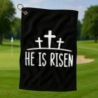 Easter He Is Risen Cross Religious Christian Golf Towel thumb 1